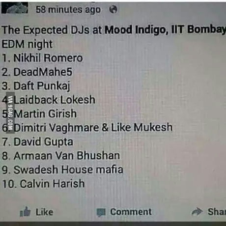 Hahahah indian names for popular djs - 9GAG