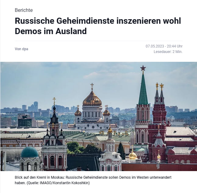 "Russian secret services are probably staging demonstrations abroad