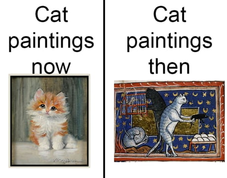 How do you feel today, on the horrible cat scale of medieval paintings? -  9GAG