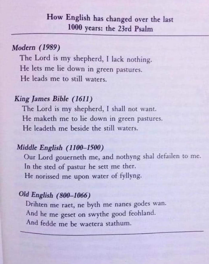 How English has changed over the last 1000 years.