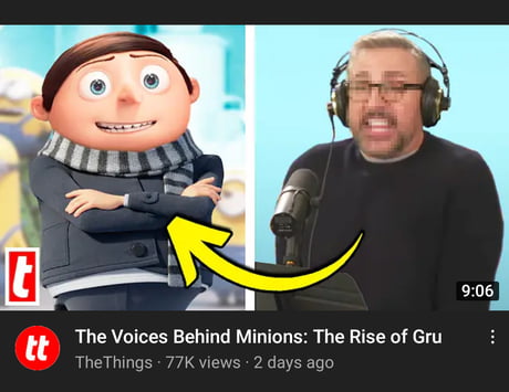 These YouTube thumbnails are cringe. Like we don't know Steve Carell is the  voice of gru so let's blur his face... SMH - 9GAG
