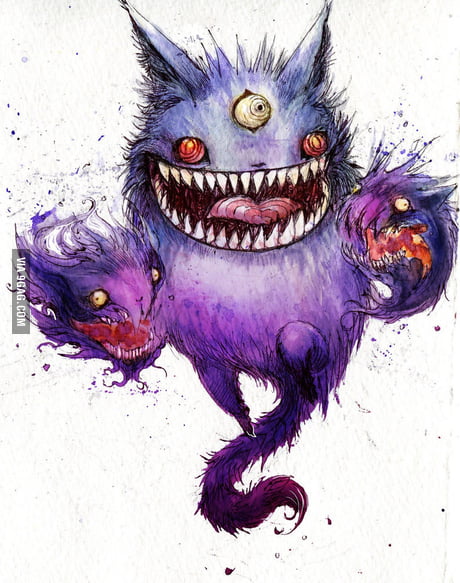 Gengar in the process of Mega Evolution - 9GAG