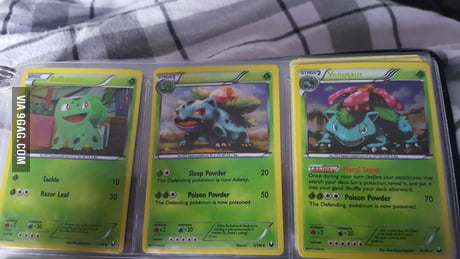 I love my 3 shiny bulbasaur/ivysaur/venusaur, what's your favourite pokemon  cards - 9GAG