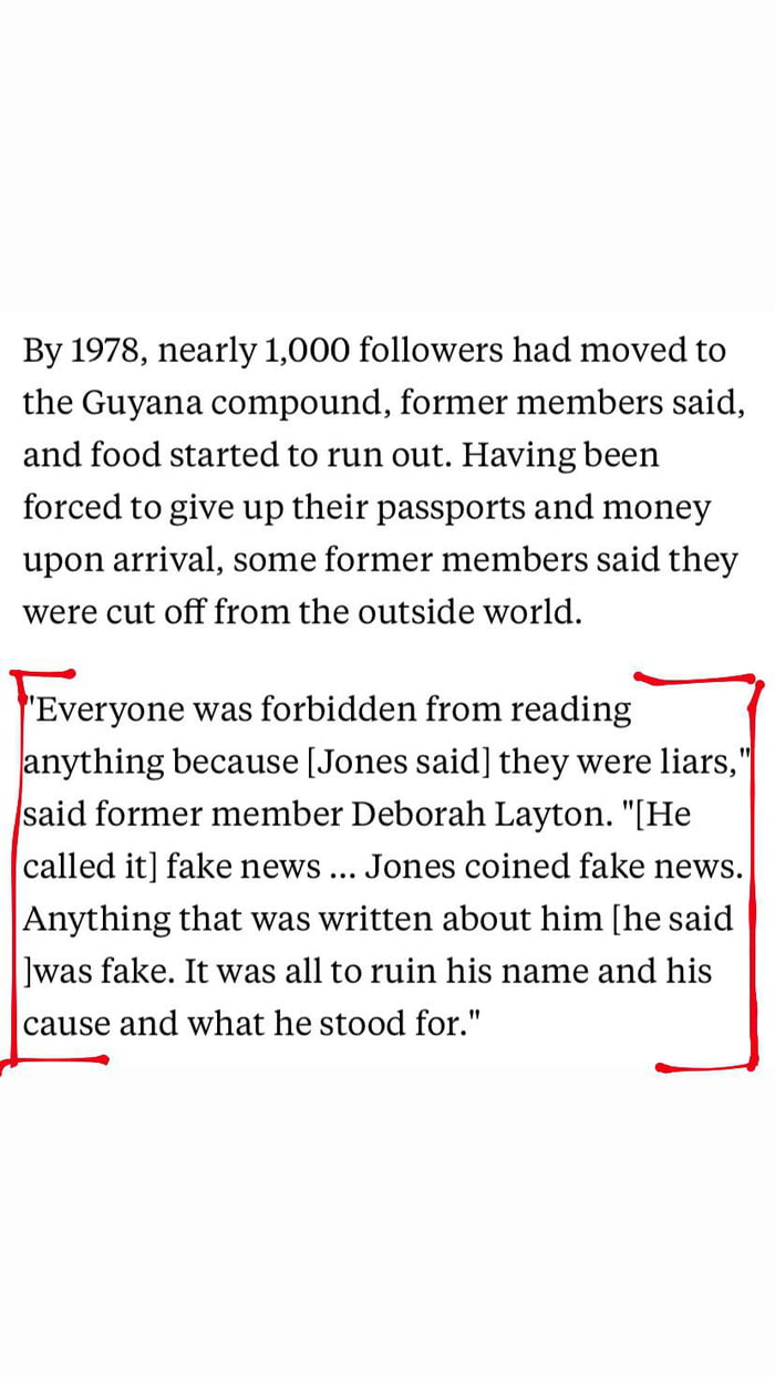 An article on the Jonestown massacre. Sound familiar?