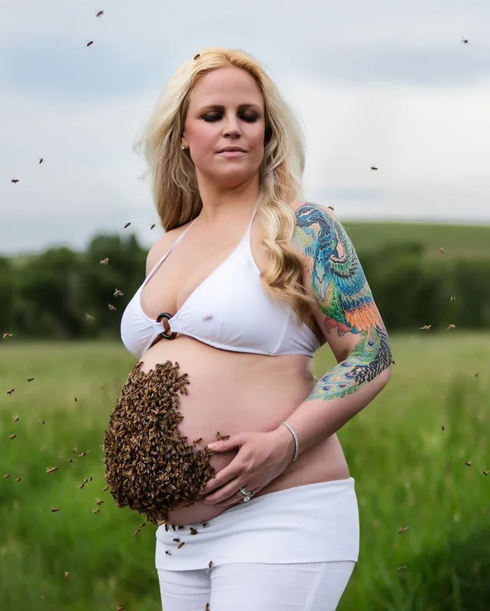 Pregnant Woman Does Maternity Shoot with Thousands of Bees on Her Belly
