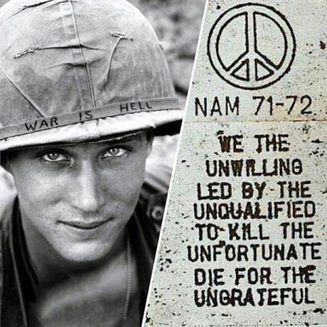 ‏A Zippo lighter from the Vietnam war : "We the unwilling, led by the unqualified, to kill the unfortunate, die for the ungrateful"