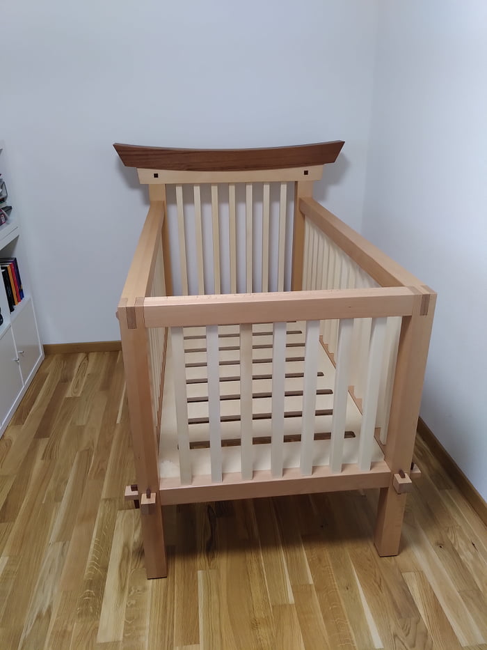 My Babybed, took me 7 months to design and build. Its all made with Joints, no Nails or Screws. In Comments there are some closeups.