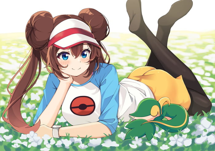 Anime Pantyhose Legs Pokemon Trainer Rosa Mei Pokemon Black White Looking Adorable