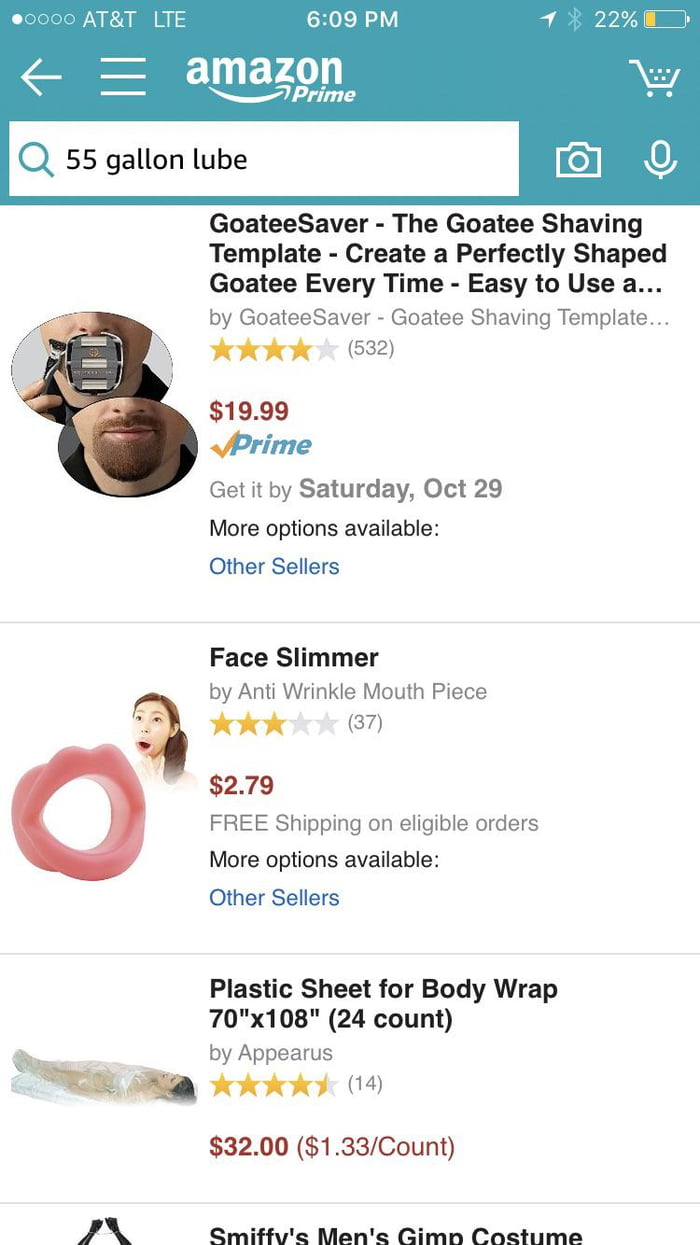 When you search Amazon for 55 gallon lube, and they recommend you the serial killer package. 🙌🏼