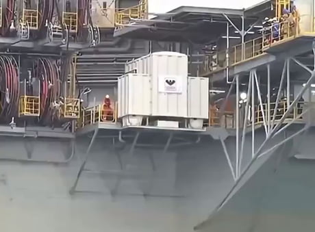 This is how they evacuate an oil rig. It's like a giant slide but for emergencies