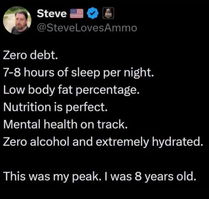 Peak performance was definitely elementary school