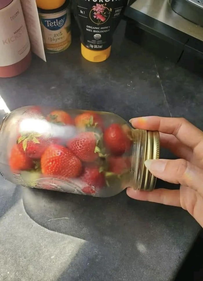 If you store your strawberries in a glass jar they will last for weeks