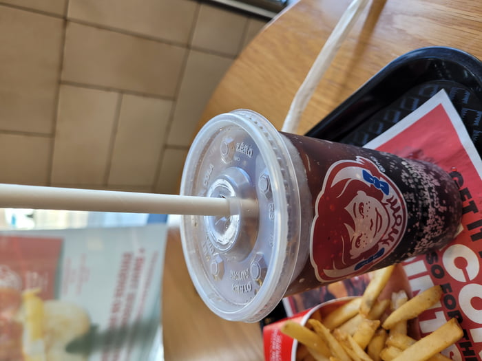 Plastic cup, paper straw. Wendy's is perfectly summing up life today ...