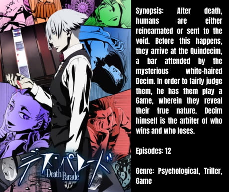 Unsolicited Anime Recommendation #5: Death Parade - 9GAG