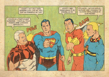 Superman & Captain Marvel meets Supreme & Miracleman (art by Nick
