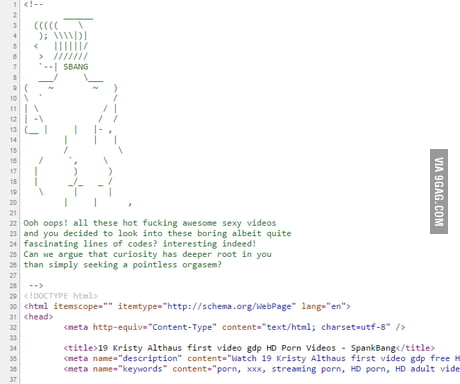 Html Porn - Found this in the source code on a porn site - 9GAG