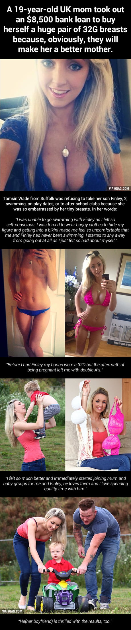 A 19-Year-Old Woman Spends $8,500 On Big Fake Tits To Become A Better Mom.  - 9GAG