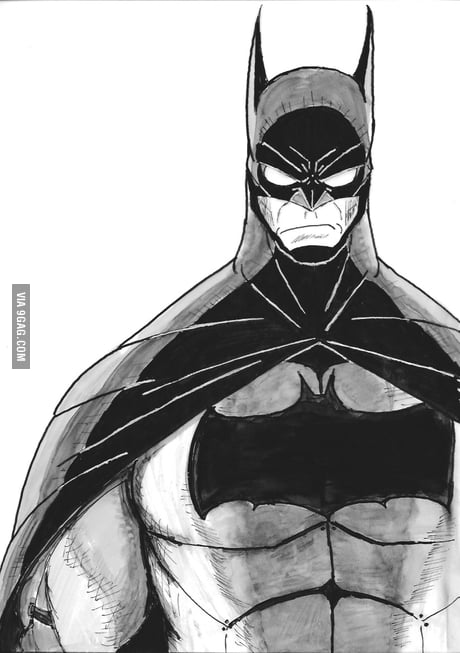 My own rendition of Batman. My inks are a bit rough but it came together. -  9GAG