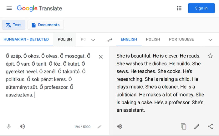 Hungarian Has No Gendered Pronouns So Google Translate Makes Some Assumptions Bladit News Magazine