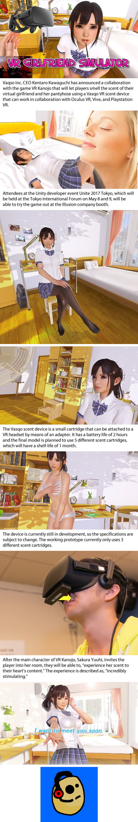 VR Kanojo Adult Game Collaboration Lets Sniff Virtual Girlfriend's Pantyhose -