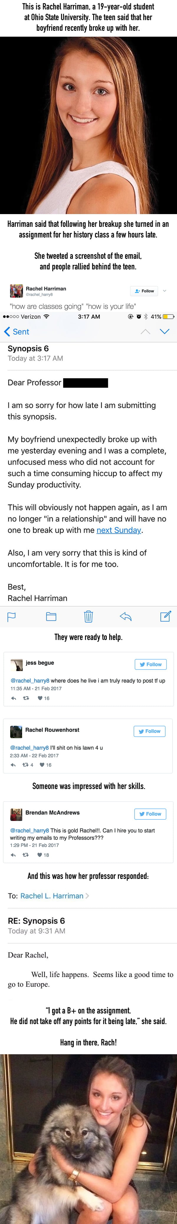 Student Explains The Post-Breakup Assignment Delays To Her Teacher And People Understand