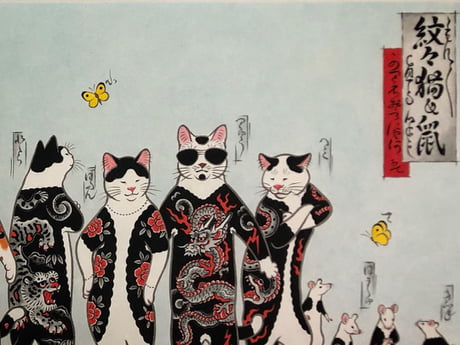 Cats Are Tattooing Other Cats In Japanese Ink Wash Paintings 9gag