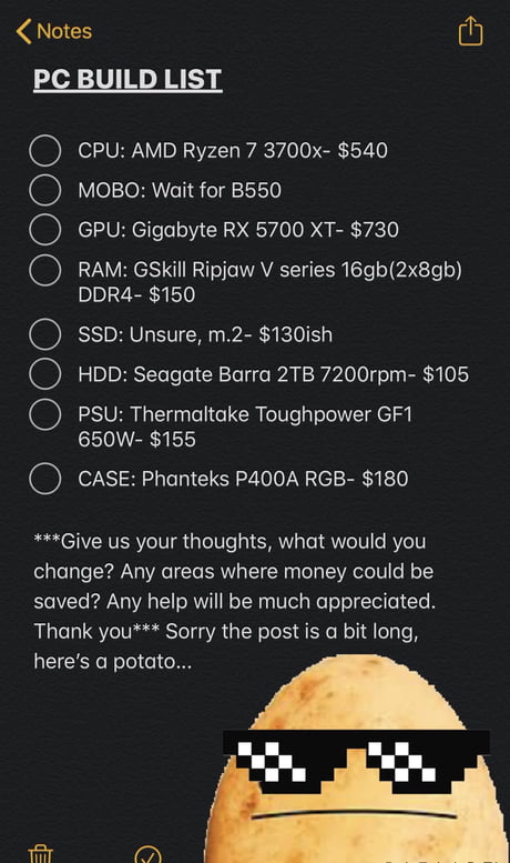 Building A Gaming Editing Pc This Is Just A List I Ve Thrown