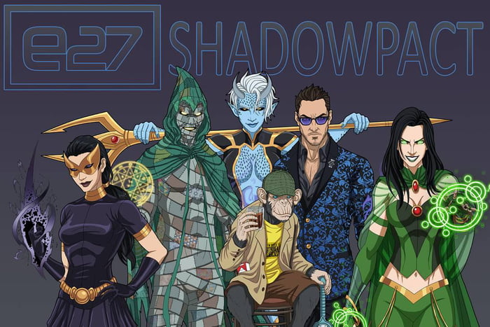 Shadowpact drawn by Phil Cho (From left to right: Nightshade, Ragman ...