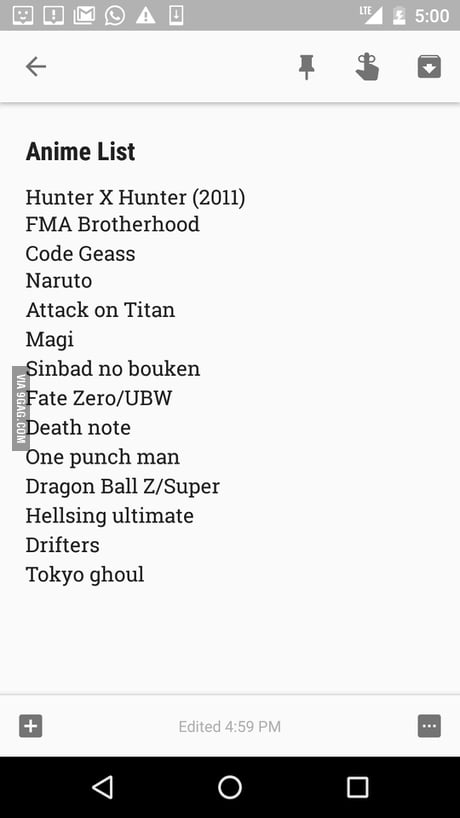 Anime Recs List