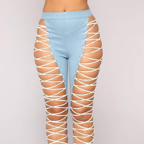 If You Think Cut Out Jeans Are Going Extreme, Here Are Lace-Up Jeans - 9GAG