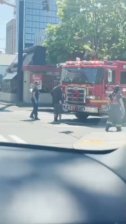 POS stands in front of a firetruck and blocks it