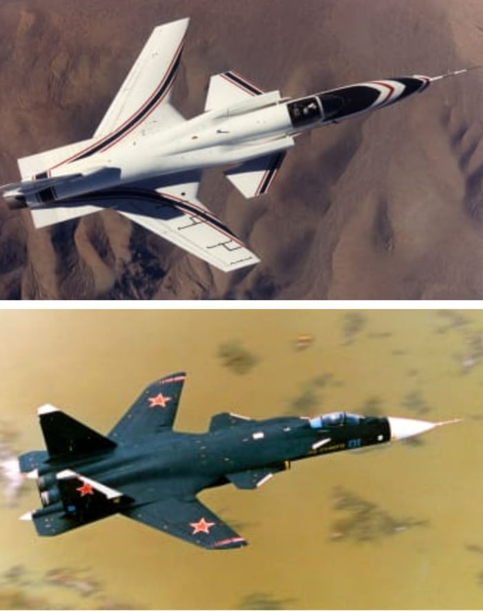 Inverted wing jets, US Grumman X-29 and Russian Sukhoi Su-47 Berkut ...