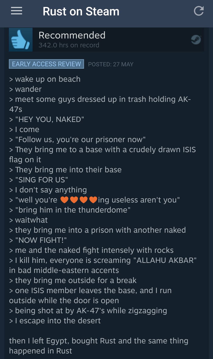 Steam review for rust