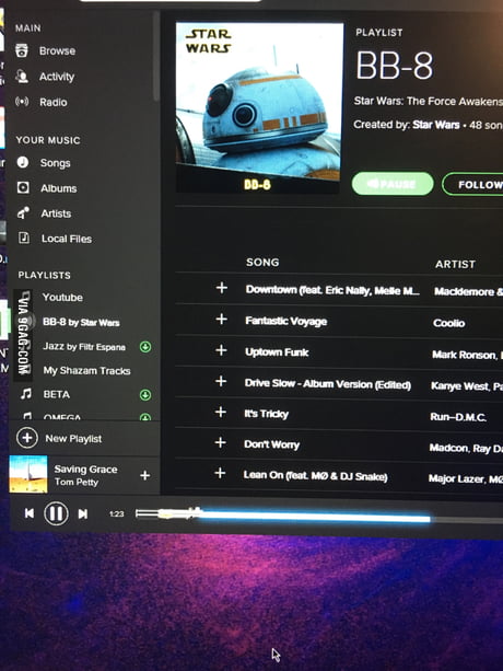 spotify lightsaber progress bar