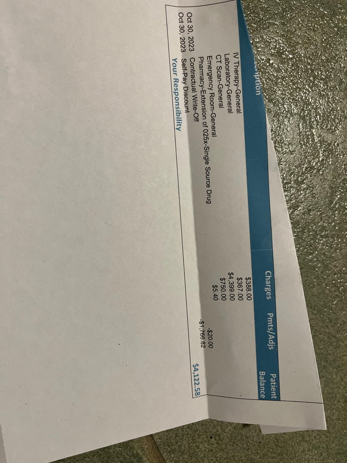 The cost of a visit to the emergency room without insurance 9GAG