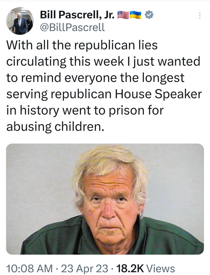 REMINDER the longest serving republican House Speaker in history went