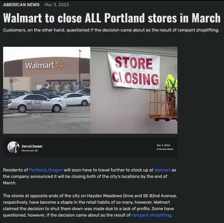 Walmart closing stores in Portland due to 'rampant shoplifting