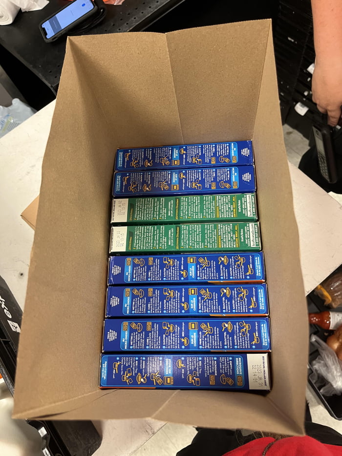 Kraft Dinner in this paper grocery bag. 9GAG