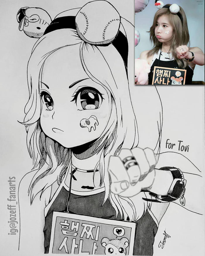 Photo : Minatozaki Sana fanart from Twice, Requested by a fan. It wasn't perfect but fun to draw it. What do you think?