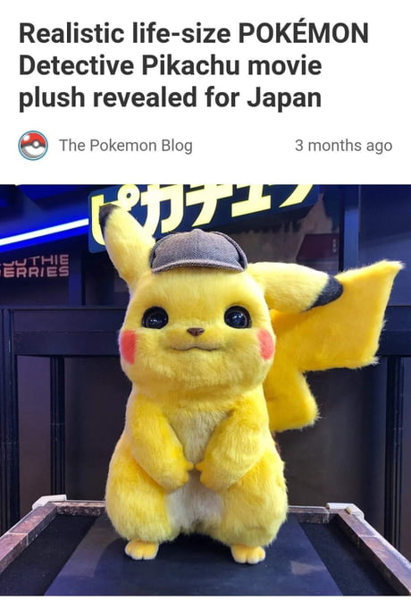 detective pikachu realistic plush