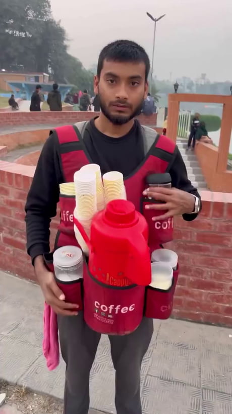 The dude's basically a walking nespresso machine