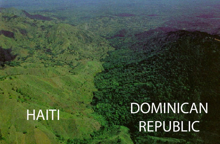 Dominican Republic Haiti Border One Country Protects Its Forests The Other Cuts Them 9gag