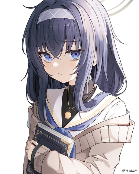 Blue Hair Anime Girl Looking Intently At You While Holding a Book - 9GAG