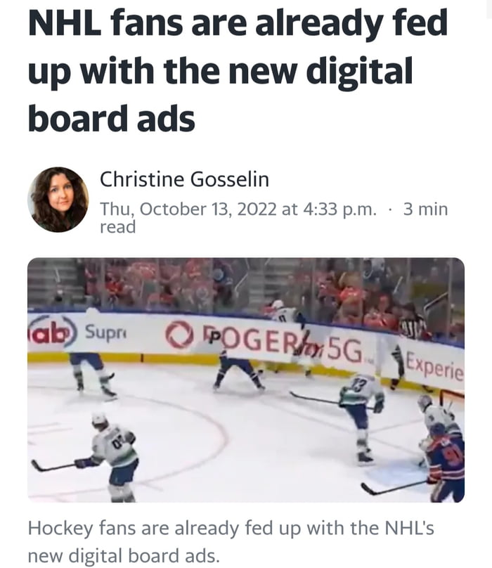 Terrible digital overlayed Ads in NHL games that block the view of