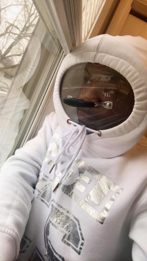 No Face Mask? Shield Yourself With Hoodie And Pot Lid 9GAG