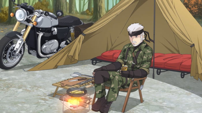 When you get tired fighting evil military so you decided to retire and go camping with cute girls instead