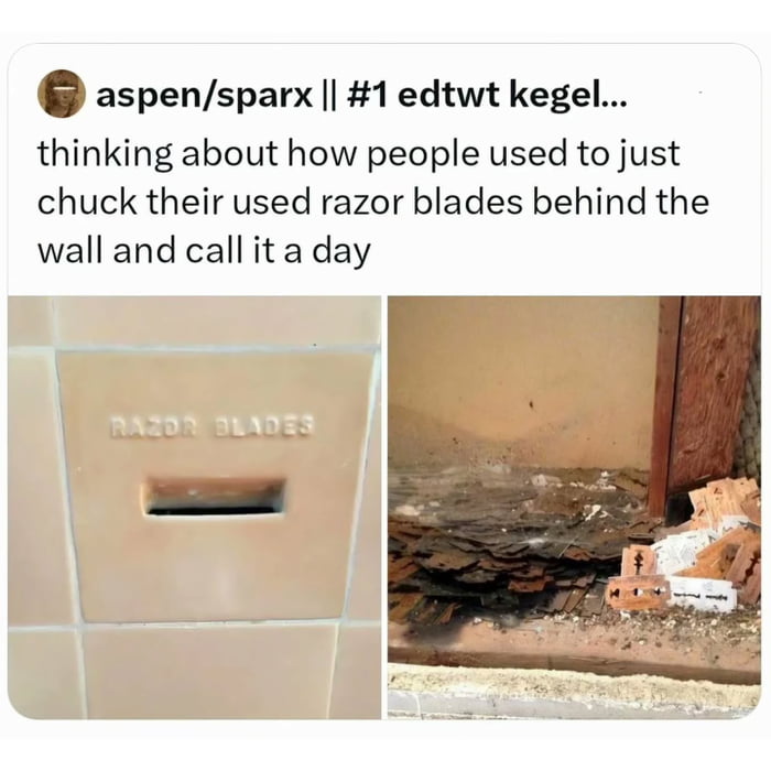 Imagine renovating a bathroom and finding a hoard of rusty blades