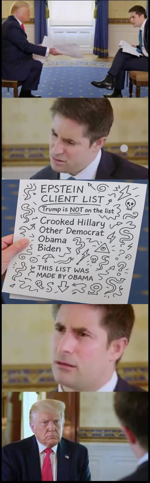 Trump will either start a war or wave around “the list” like it’s a Pokémon card