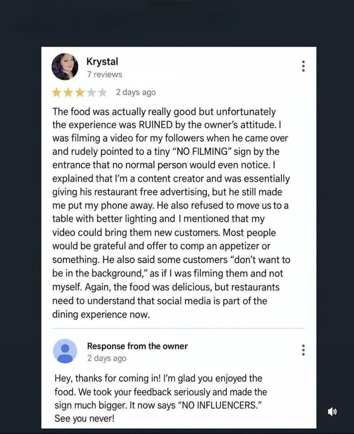 Owner really chose violence today