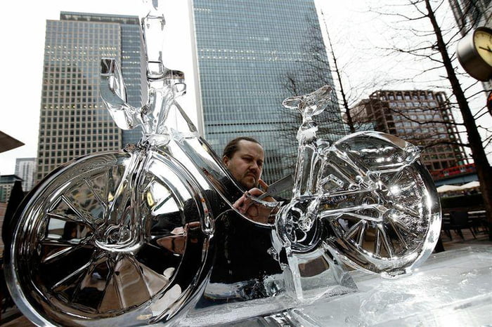 Bike carved out of ice